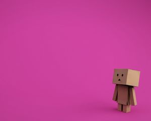 Preview wallpaper danboard, cardboard robot, background, pink