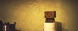 Preview wallpaper danboard, cardboard robot, cup, shadow