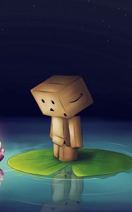 Preview wallpaper danboard, cardboard robot, flower