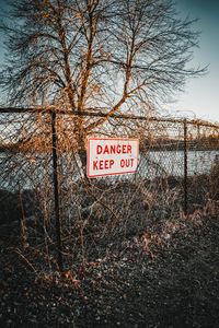 Preview wallpaper danger, warning, sign, fence, words