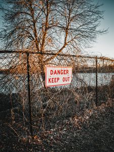 Preview wallpaper danger, warning, sign, fence, words