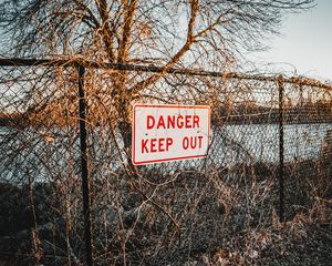 Preview wallpaper danger, warning, sign, fence, words