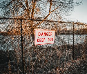 Preview wallpaper danger, warning, sign, fence, words