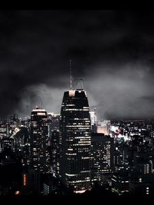 Preview wallpaper dark city, night, fantasy, skyscrapers