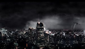 Preview wallpaper dark city, night, fantasy, skyscrapers