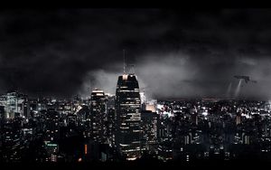 Preview wallpaper dark city, night, fantasy, skyscrapers