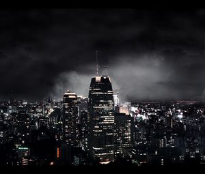 Preview wallpaper dark city, night, fantasy, skyscrapers