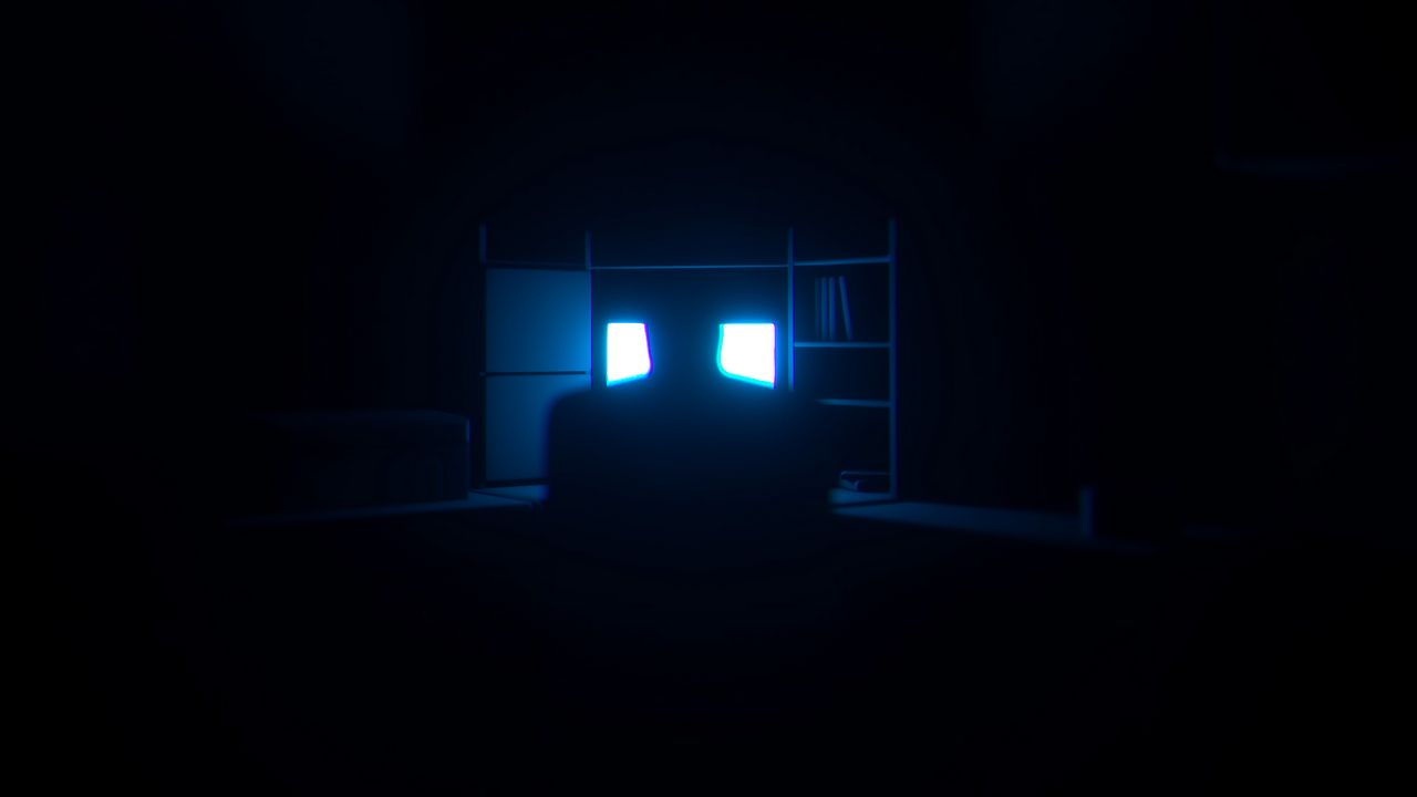 Wallpaper darkness, monitor, glow, dark, room