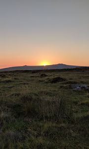 Preview wallpaper dawn, landscape, nature, hills, grass