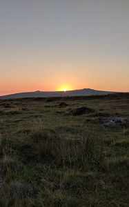 Preview wallpaper dawn, landscape, nature, hills, grass