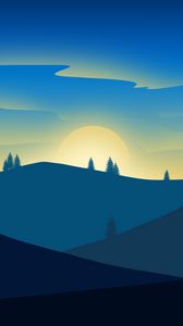 Preview wallpaper dawn, sun, vector, hills