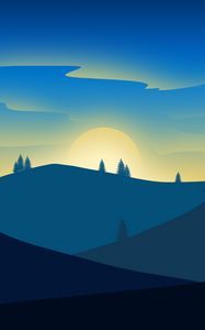 Preview wallpaper dawn, sun, vector, hills