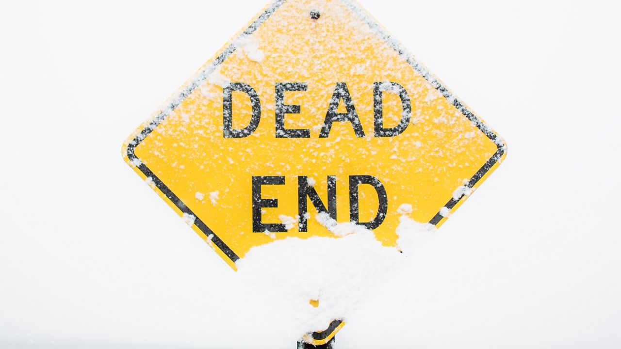 Wallpaper dead end, sign, snow, inscription