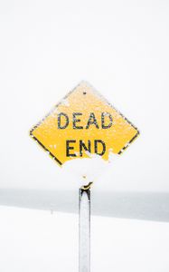 Preview wallpaper dead end, sign, snow, inscription