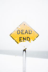 Preview wallpaper dead end, sign, snow, inscription