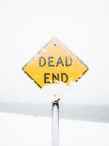 Preview wallpaper dead end, sign, snow, inscription