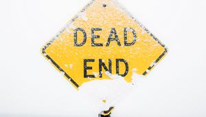 Preview wallpaper dead end, sign, snow, inscription