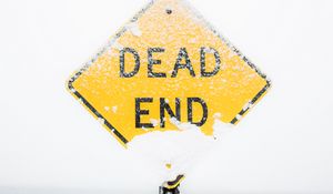 Preview wallpaper dead end, sign, snow, inscription