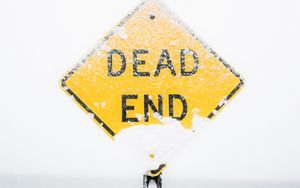 Preview wallpaper dead end, sign, snow, inscription