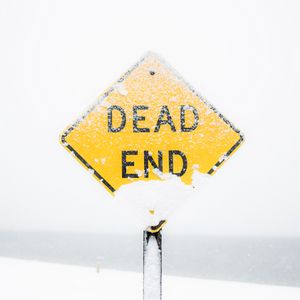 Preview wallpaper dead end, sign, snow, inscription