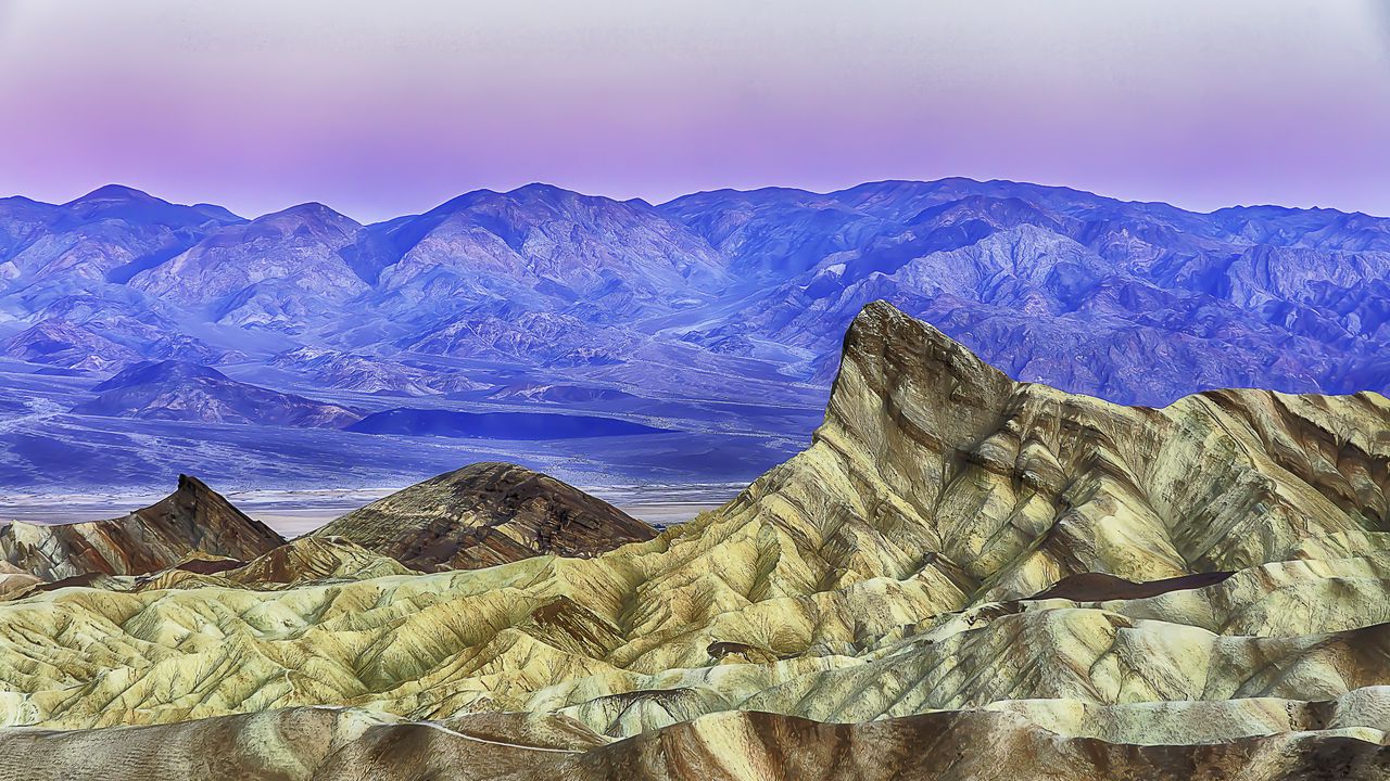 Wallpaper death valley, desert, mountains, sunset, landscape