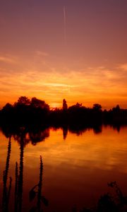 Preview wallpaper decline, evening, orange, lake, horizon