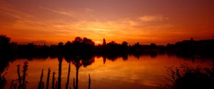 Preview wallpaper decline, evening, orange, lake, horizon