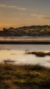 Preview wallpaper decline, lake, landscape, colors, paints, fisherman