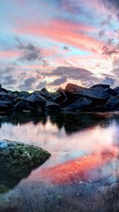 Preview wallpaper decline, reflection, stones, water