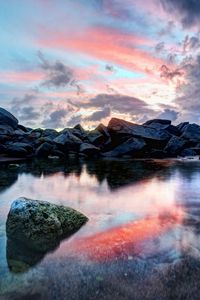 Preview wallpaper decline, reflection, stones, water