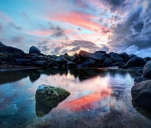 Preview wallpaper decline, reflection, stones, water