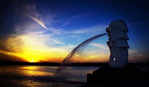 Preview wallpaper decline, sky, statue, sea, fountain