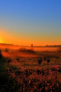 Preview wallpaper decline, sun, lighting, field, orange