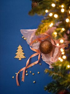 Preview wallpaper decoration, garland, christmas tree, gold, new year, christmas
