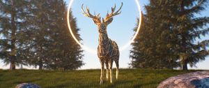 Preview wallpaper deer, 3d, figure, ring, nature