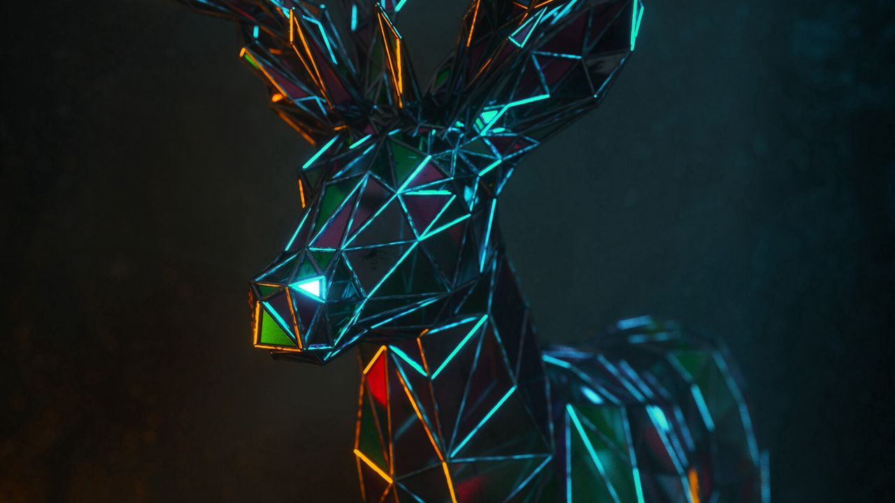 Wallpaper deer, 3d, polygon, figure, geometric