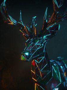 Preview wallpaper deer, 3d, polygon, figure, geometric