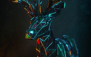 Preview wallpaper deer, 3d, polygon, figure, geometric