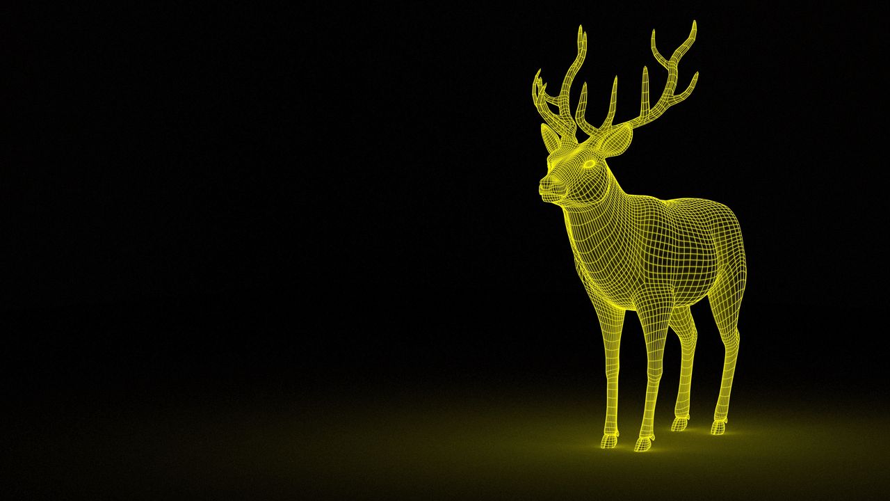 Wallpaper deer, abstraction, backlight, grid