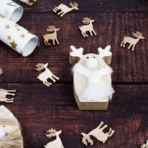 Preview wallpaper deer, figures, wood, new year, christmas