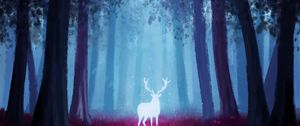 Preview wallpaper deer, forest, art, light, glow