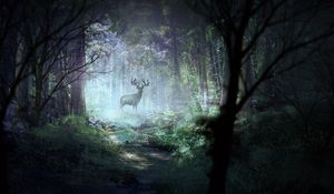 Preview wallpaper deer, forest, light, art, wildlife