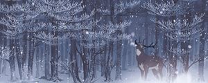 Preview wallpaper deer, forest, snow, art, wildlife