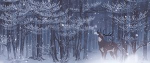 Preview wallpaper deer, forest, snow, art, wildlife