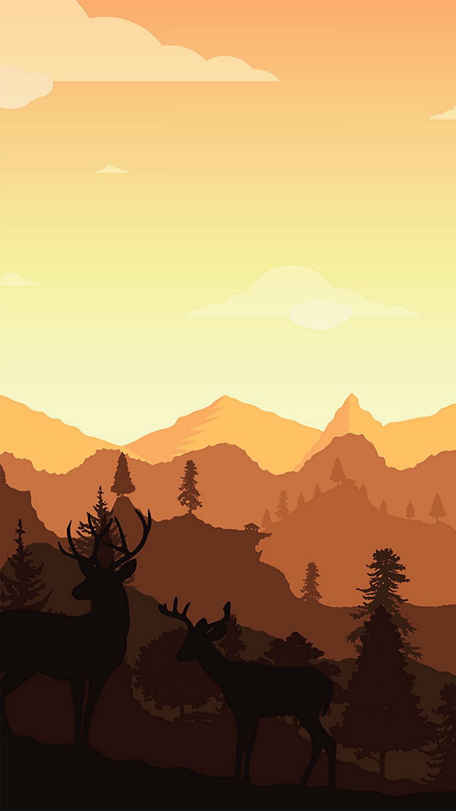 Silhouette Deer Sunset iPhone Wallpaper