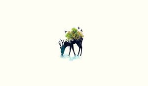 Preview wallpaper deer, minimalism, vector, background, nature