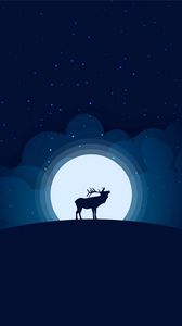 Preview wallpaper deer, moon, night, dark, art