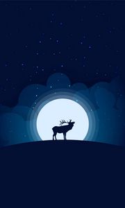 Preview wallpaper deer, moon, night, dark, art