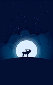 Preview wallpaper deer, moon, night, dark, art