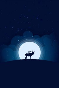 Preview wallpaper deer, moon, night, dark, art